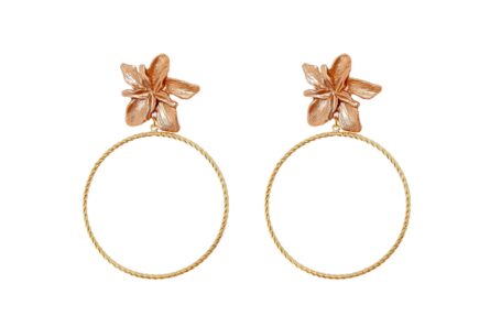 Pendientes de aro grandes con cabezal de flor grande - Imagen 1