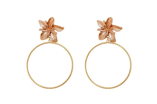 Pendientes de aro grandes con cabezal de flor grande