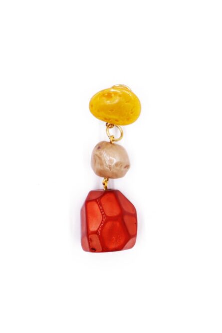 Pendiente de flamenca mediano piedras nácar color coral, beige y mostaza - Imagen 1