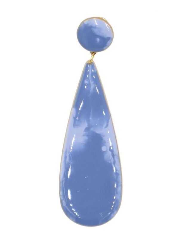 Pendiente de flamenca lágrima grande esmaltado acuarela color azul azafata degradado