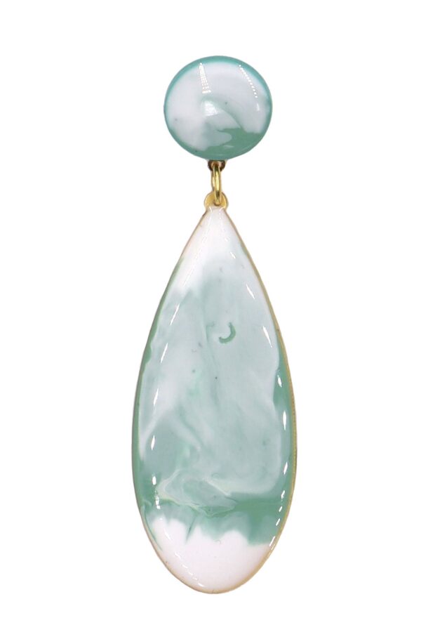 10-1 Pendiente de flamenca lágrima mediana esmaltado acuarela color verde agua degradado