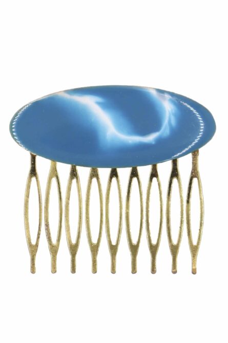 Peinecillo de flamenca mediano esmaltado acuarela color azul petróleo degradado - Imagen 1