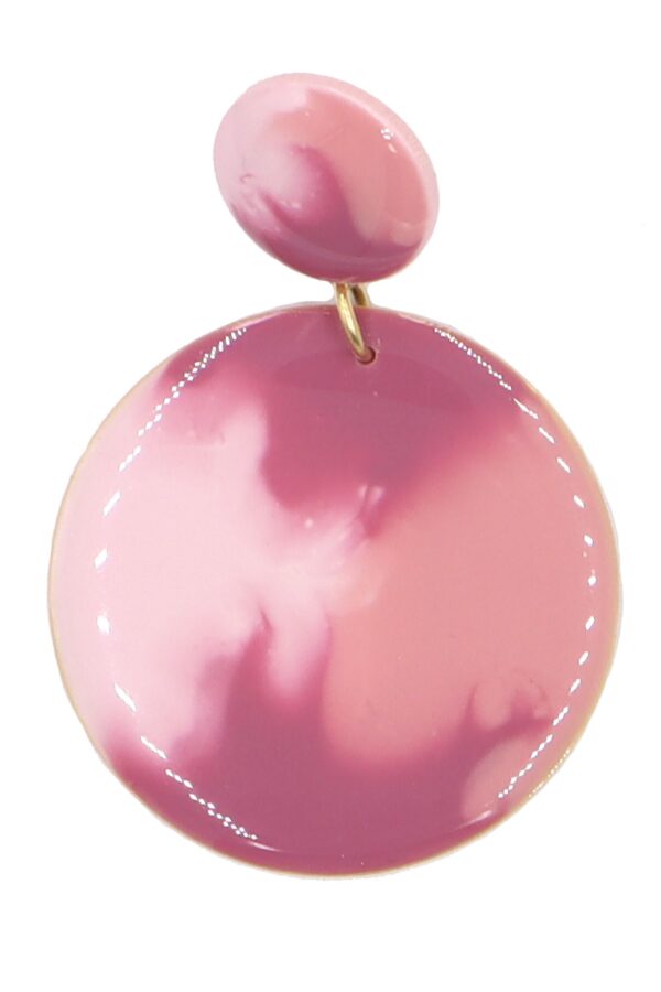 Pendiente de flamenca círculo pequeño esmaltado acuarela color rosa degradado