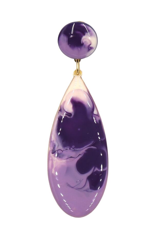 12-1 Pendiente de flamenca lágrima mediana esmaltado acuarela color morado degradado