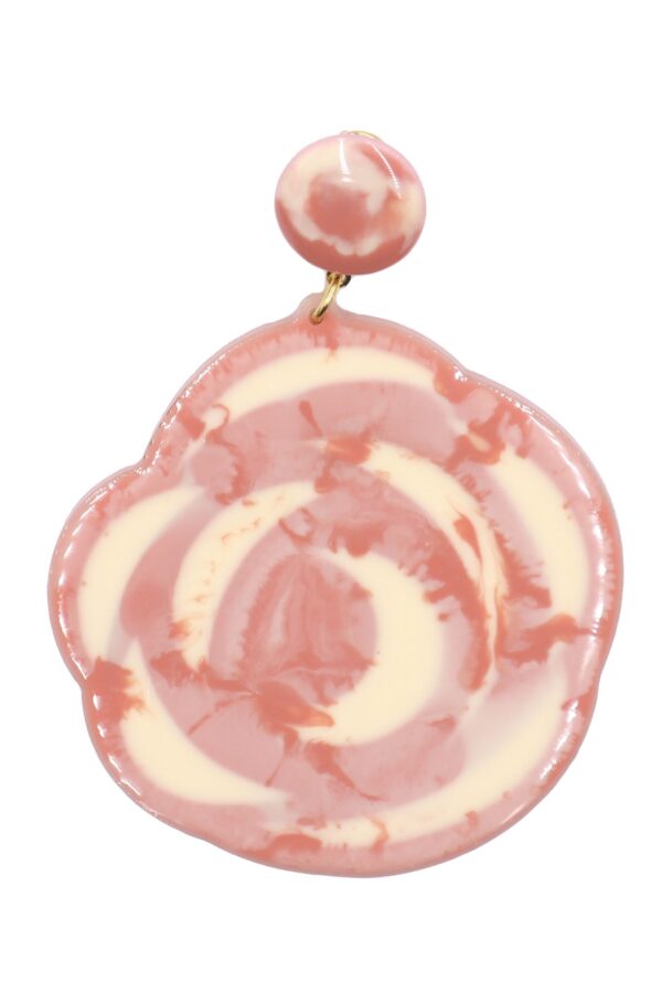 12-6 Pendiente de flamenca grande esmaltado acuarela color coralina degradado