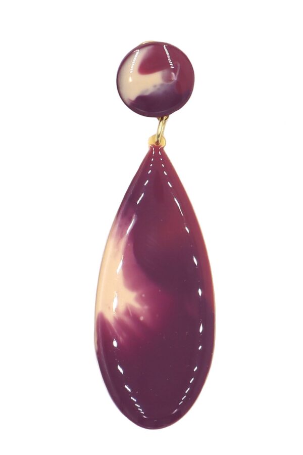 13-2 Pendiente de flamenca lágrima mediana esmaltado acuarela color cardenal degradado