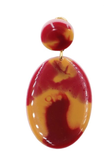 Pendiente de flamenca pequeño esmaltado acuarela color burdeos y mostaza degradado - Imagen 1
