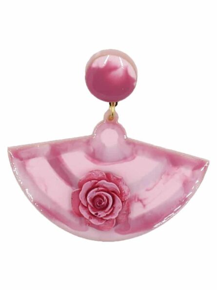 Pendiente de flamenca mediano esmaltado acuarela color rosa degradado - Imagen 1