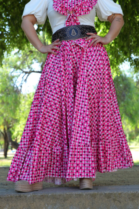 CONJUNTO FALDA + PIQUILLO ESTAMPADO LUNAR ROSA FUCSIA - Imagen 4