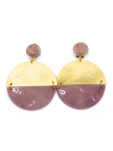 Pendiente de flamenca aro grande piedras cristal color maquillaje y metal dorado - Imagen 1
