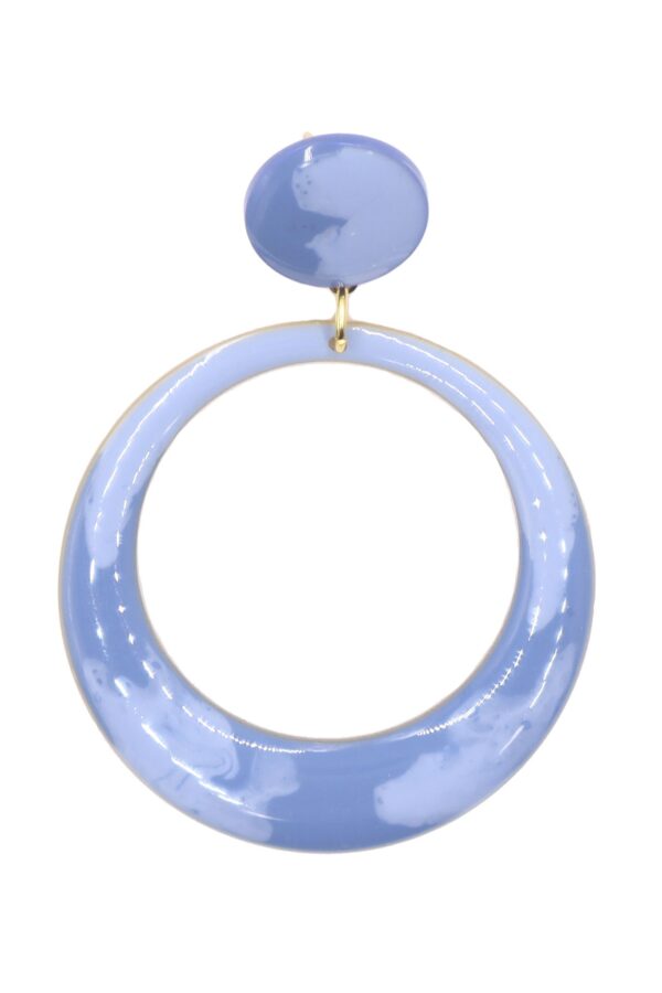 Pendiente de flamenca aro pequeño esmaltado acuarela color azul azafata degradado
