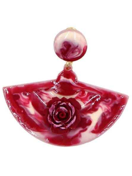 Pendiente de flamenca mediano esmaltado acuarela color sangría degradado - Imagen 1