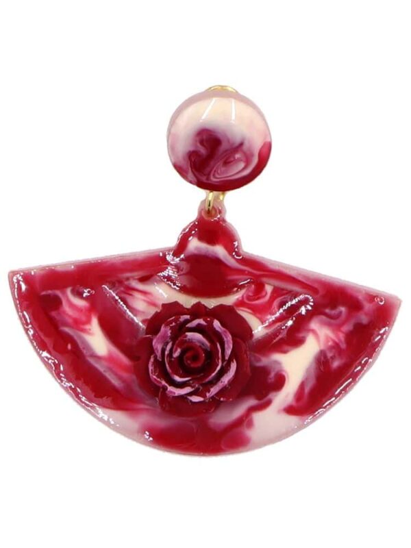Pendiente de flamenca mediano esmaltado acuarela color sangría degradado
