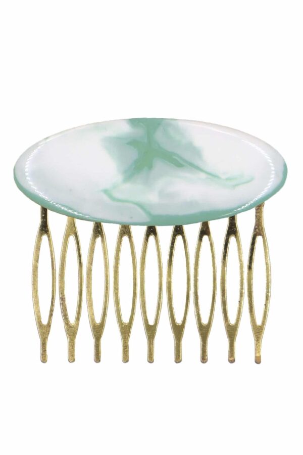 Peinecillo de flamenca mediano esmaltado acuarela color verde agua degradado