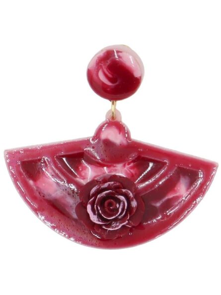 Pendiente de flamenca mediano esmaltado acuarela color burdeos degradado - Imagen 1