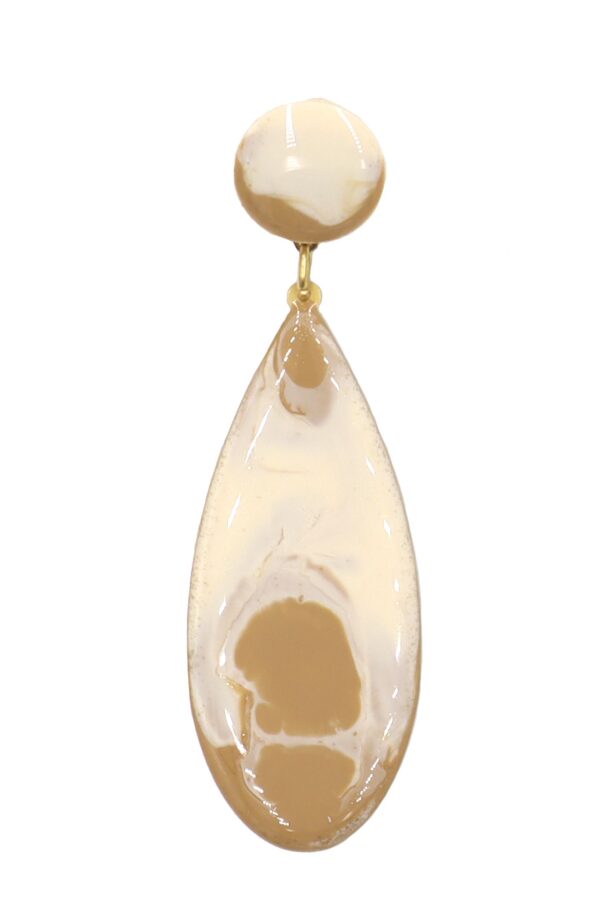 18-1 Pendiente de flamenca lágrima mediana esmaltado acuarela color beige degradado