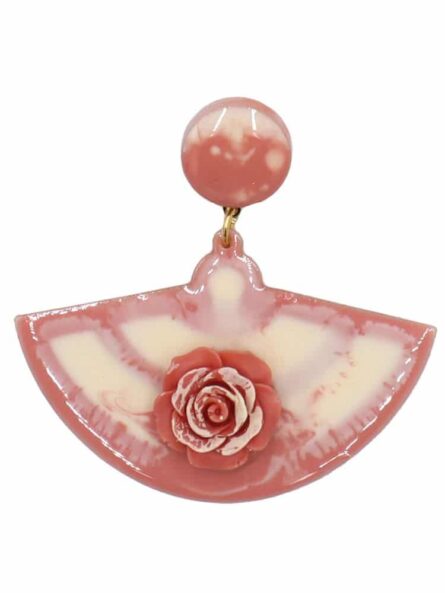 Pendiente de flamenca mediano esmaltado acuarela color salmón degradado - Imagen 1