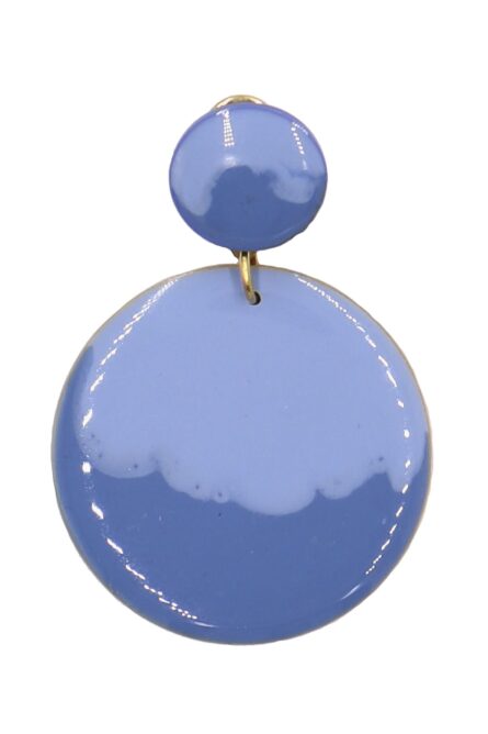 Pendiente de flamenca círculo pequeño esmaltado acuarela color azul azafata degradado - Imagen 1