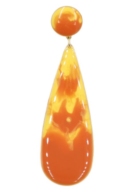 Pendiente de flamenca lágrima grande esmaltado acuarela color naranja y amarillo degradado - Imagen 1