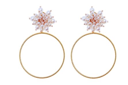 Pendientes de perlas y aro con aplique de cristal - Imagen 1