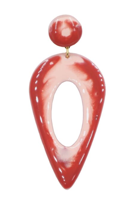 Pendiente de flamenca grande esmaltado acuarela color coral degradado - Imagen 1