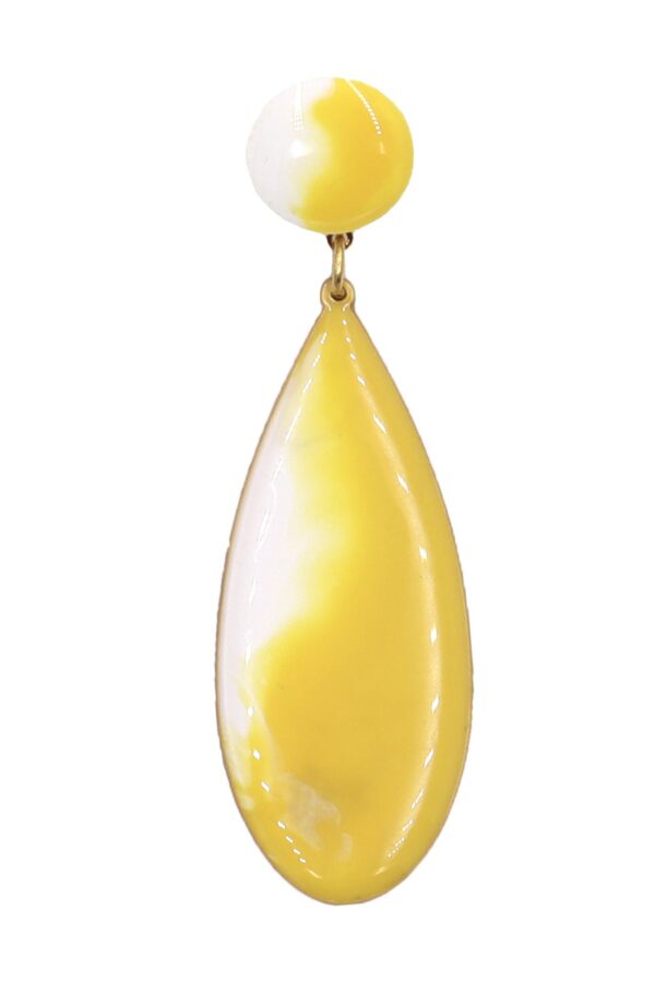 Pendiente de flamenca lágrima mediana esmaltado acuarela color amarillo degradado