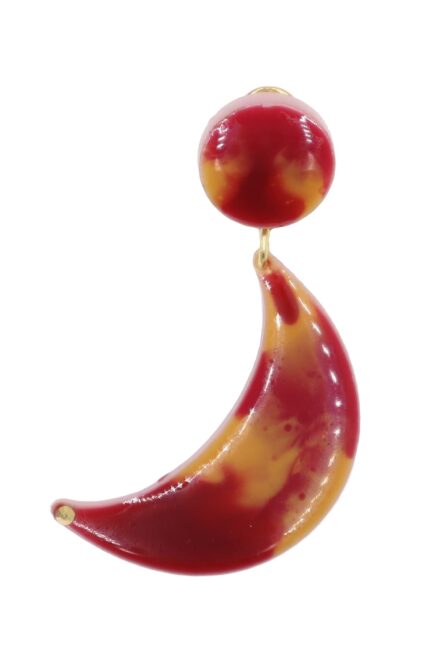Pendiente de flamenca pequeño esmaltado acuarela color burdeos y mostaza degradado - Imagen 1