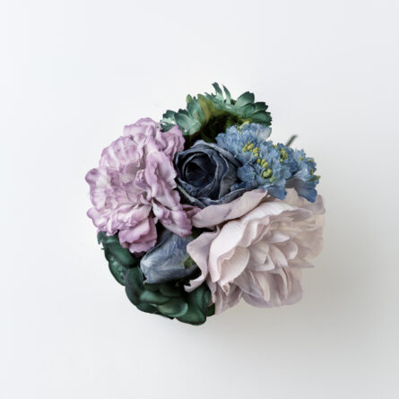 Ramillete tiara de flamenca multicolor en tonos verde agua y malva - Imagen 1