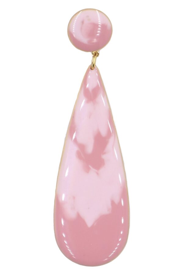 Pendiente de flamenca lágrima grande esmaltado acuarela color rosa degradado