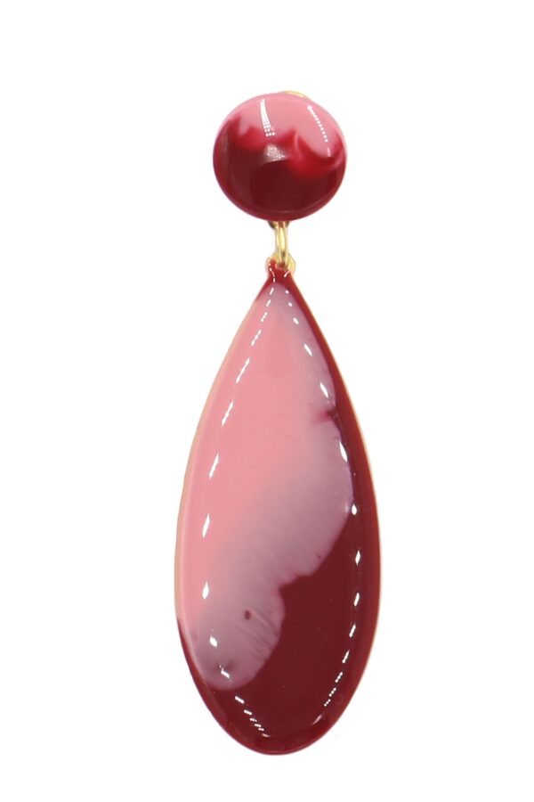 23-1 Pendiente de flamenca lágrima mediana esmaltado acuarela color burdeos degradado