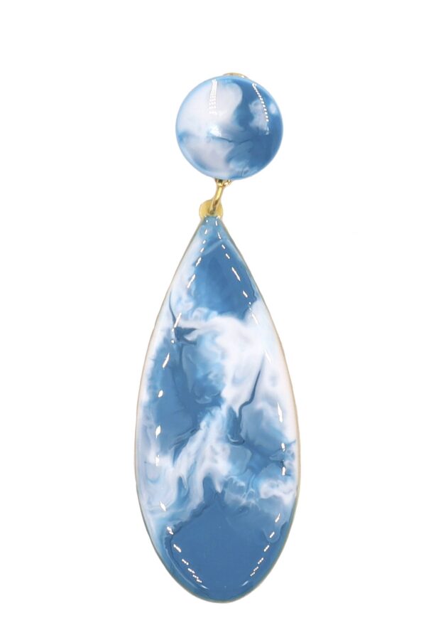 Pendiente de flamenca lágrima mediana esmaltado acuarela color azul petróleo degradado