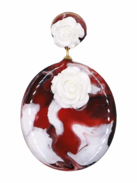 Pendiente de flamenca pequeño esmaltado acuarela color negro, blanco y rojo degradado - Imagen 1