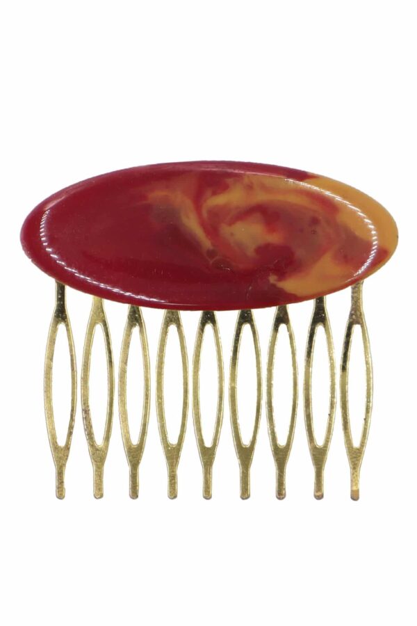 Peinecillo de flamenca mediano esmaltado acuarela color burdeos y mostaza degradado