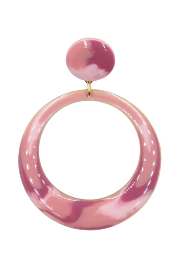 Pendiente de flamenca aro pequeño esmaltado acuarela color rosa degradado
