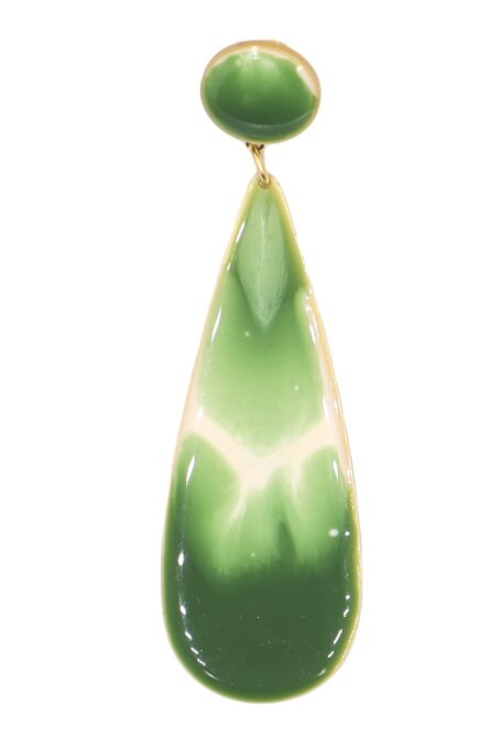 Pendiente de flamenca lágrima grande esmaltado acuarela color verde Andalucía degradado - Imagen 1