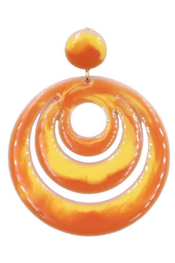 Pendiente de flamenca grande esmaltado acuarela color naranja y amarillo degradado