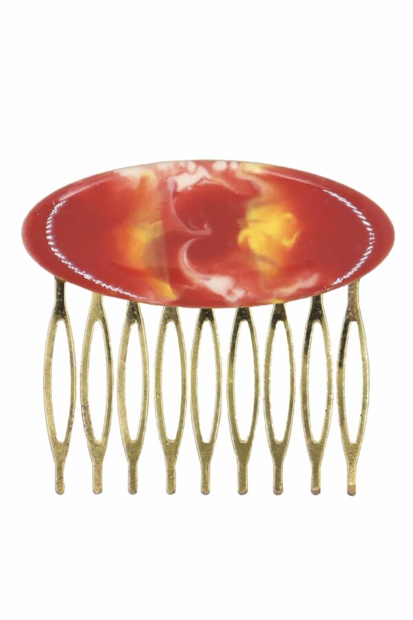 Peinecillo de flamenca mediano esmaltado acuarela color coral y amarillo degradado