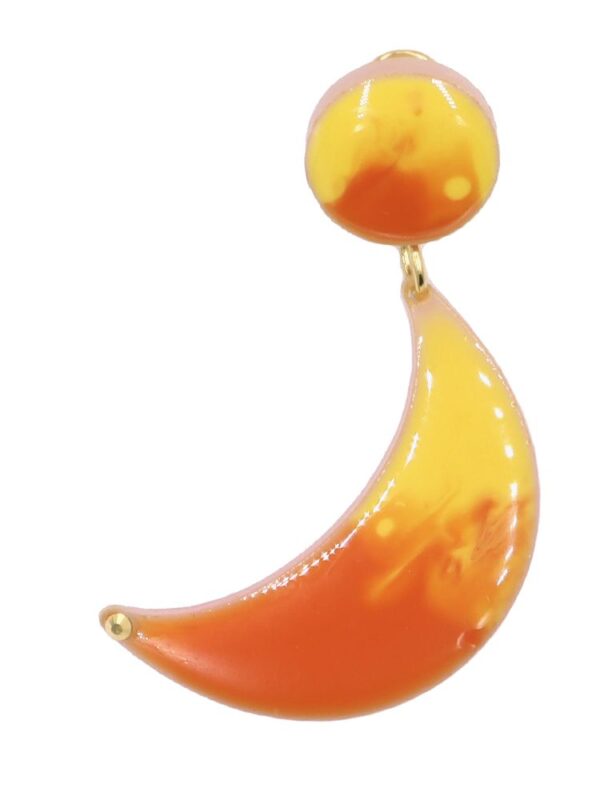 Pendiente de flamenca pequeño esmaltado acuarela color naranja y amarillo degradado