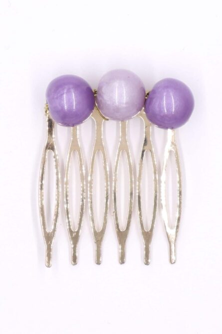 Peinecillo de flamenca pequeño piedras nácar color morado y malva - Imagen 1