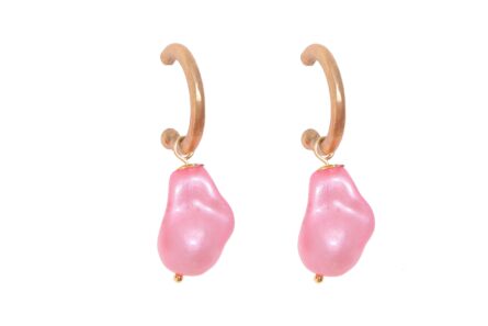 Aros pequeños piedra nácar rosa palo - Imagen 1