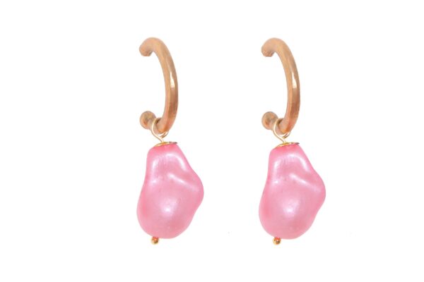 Aros pequeños piedra nácar rosa palo