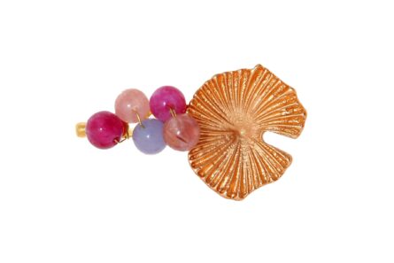 Broche dorado de nenúfar con bolas de piedra Ágata en multipastel - Imagen 1