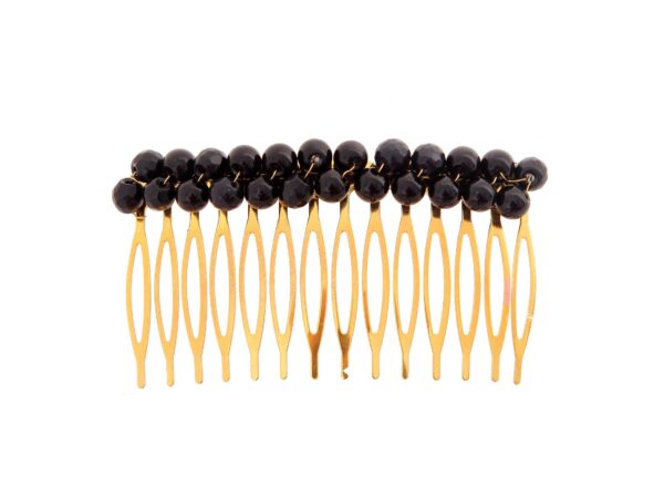 Peinecillo con bolas de piedra Ágata negro