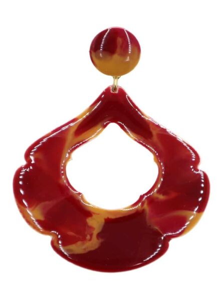 Pendiente de flamenca grande esmaltado acuarela color burdeos y mostaza degradado - Imagen 1