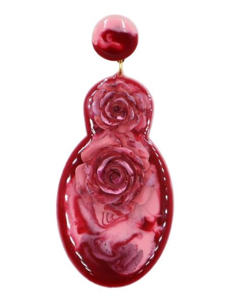 Pendiente de flamenca grande esmaltado acuarela color burdeos degradado - Imagen 1