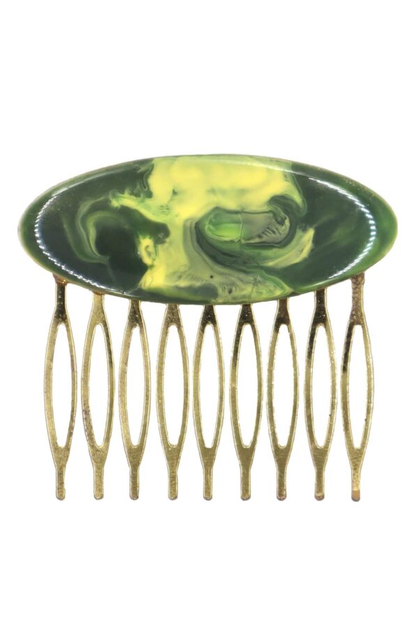 Peinecillo de flamenca mediano esmaltado acuarela color verde botella y amarillo degradado