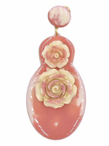 Pendiente de flamenca grande esmaltado acuarela color salmón degradado - Imagen 1