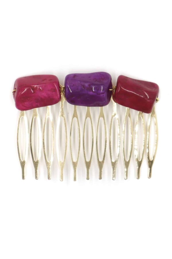 Peinecillo de flamenca mediano piedras nácar color buganvilla y morado