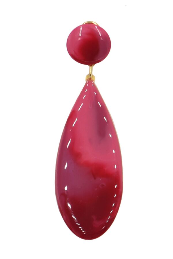 Pendiente de flamenca lágrima mediana esmaltado acuarela color sangría degradado