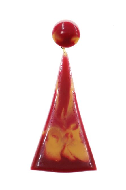 Pendiente de flamenca grande esmaltado acuarela color burdeos y mostaza degradado - Imagen 1